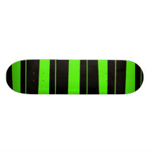 Cool Neon Lime Green and Black Striped Pattern Skate Board
