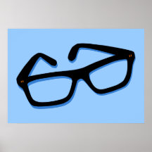 Cool Nerd Glasses in Black & White Poster