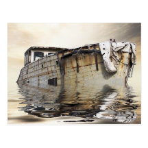 cool old boat postcard