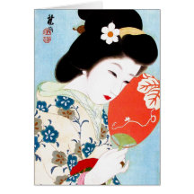 Cool oriental japanese classic geisha lady art cards