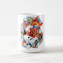 Cool Oriental Japanese Koi Carp Fish Flowers Mugs