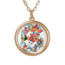 Cool Oriental Japanese Koi Carp Fish Flowers Custom Necklace