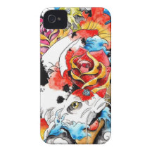 Cool Oriental Japanese Koi Carp Fish Rose iPhone 4 Case
