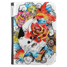 Cool Oriental Japanese Koi Carp Fish Rose Kindle Keyboard Case