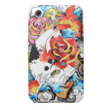 Cool Oriental Japanese Koi Carp Fish Rose iPhone 3 Cases
