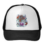 Cool Oriental Water Dragon Lotus Trucker Hat