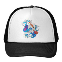 Cool Oriental White Koi Carp Fish Lotus Flowers Trucker Hat
