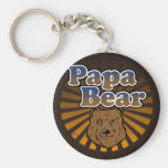 Cool Papa Bear, Brown/Blue/Gold Dad Gift Key Chain
