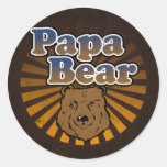 Cool Papa Bear, Brown/Blue/Gold Dad Gift Round Stickers