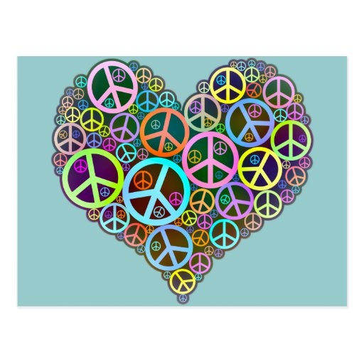 Cool Peace Love Heart Postcards