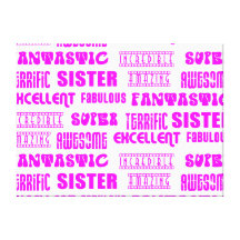 Cool Pink Modern Design 4 Sisters Positives Words Canvas Print