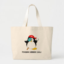 Cool Pirate Penguin Tote Bags