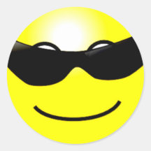 Cool Sunglasses Yellow Smiley Face Round Sticker