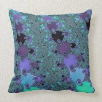 Cool Tones Mystery Fractal on a Cotton Throw pillows