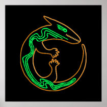 Cool Tribal Green Dragon Lizard Print