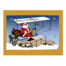 Cool Vintage Biplane Santa Claus Postcards