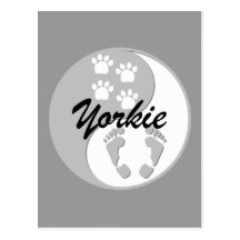 Cool yin yang yorkie post cards