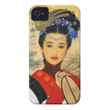 Cool young beautiful chinese princess Guo Jin art iPhone 4 Case-Mate Case