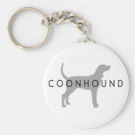 Coonhound (silver grey w/ text) keychain
