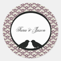 Coordinating Lovebirds Envelope Seals Round Sticker