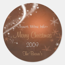 Copper and Gold Personalised Christmas Wine Labels Sticker