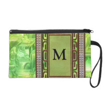 Copper & Green Yellow Glass Mosaic Wristlet Clutches