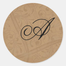 Copper Swirls Monogram Envelope Seals Stickers