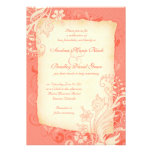 Coral and Ivory Floral Wedding Invitation