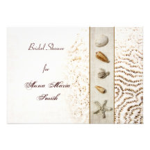 coral and sea-shells ocean whisper bridal shower invite