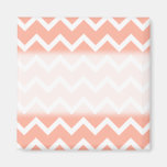 Coral and White Zig Zag Pattern. Magnet