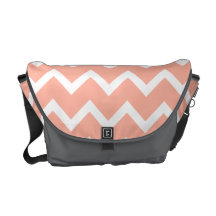 Coral and White Zig Zag Pattern. Messenger Bag