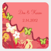 Coral Bird & Butterfly Beauty Date Saver Sticker