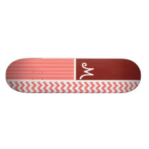 Coral Chevron Pattern Skateboard