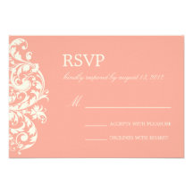 CORAL & CREAM FLOURISH | WEDDING RSVP PERSONALISED ANNOUNCEMENTS