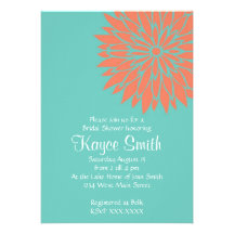 Coral Dahlia Pink Flower Invitation