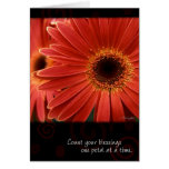 Coral Gerbera with Quote, by Anna Wight Greeting Cards
