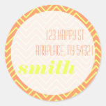 Coral Lime Zig Zag Address Label Sticker
