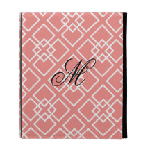 Coral Monogram Geometric Pattern iPad Case