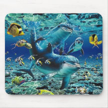coral_pals_dolphins_1B, Roll All Over me Mouse Mat