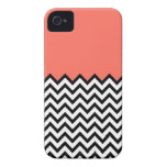 Coral Pink Peach Colour Block Chevron iPhone 4 Cas