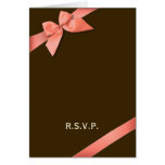 Coral Red Ribbon RSVP Note Cards