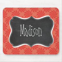 Coral & Red Swirl; Vintage Chalkboard Mousepads