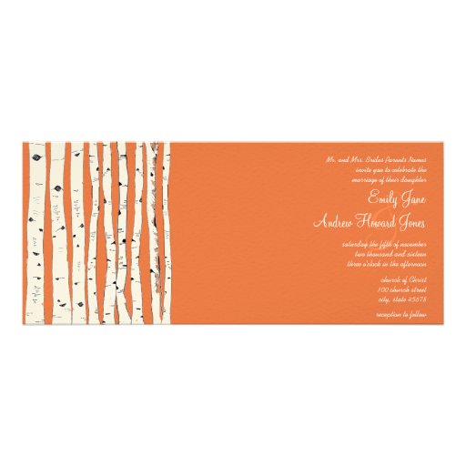 Coral Rose Birch Tree Wedding Invitations