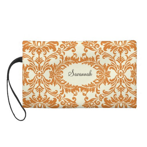 Coral Swan Damask Designer Barely There Purse Wristlets