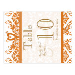 Coral Swan Damask Table Number Post Cards