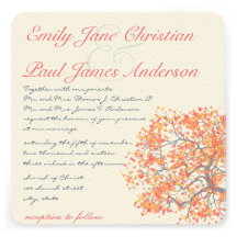 Coral Tree Grey Trunk RaspberryWedding Invites
