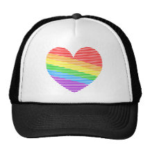 Corey Tiger 80s Rainbow Stripe Heart Trucker Hat