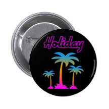 COREY TIGER 80s RETRO PALM TREES HOLIDAY ISLAND Button