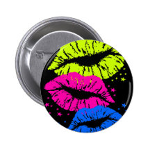Corey Tiger 80s Vintage Lips & Stars Kisses Pinback Buttons