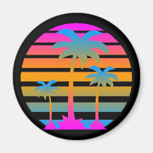 COREY TIGER RETRO SUNSET PALM TREES FRIDGE MAGNETS
